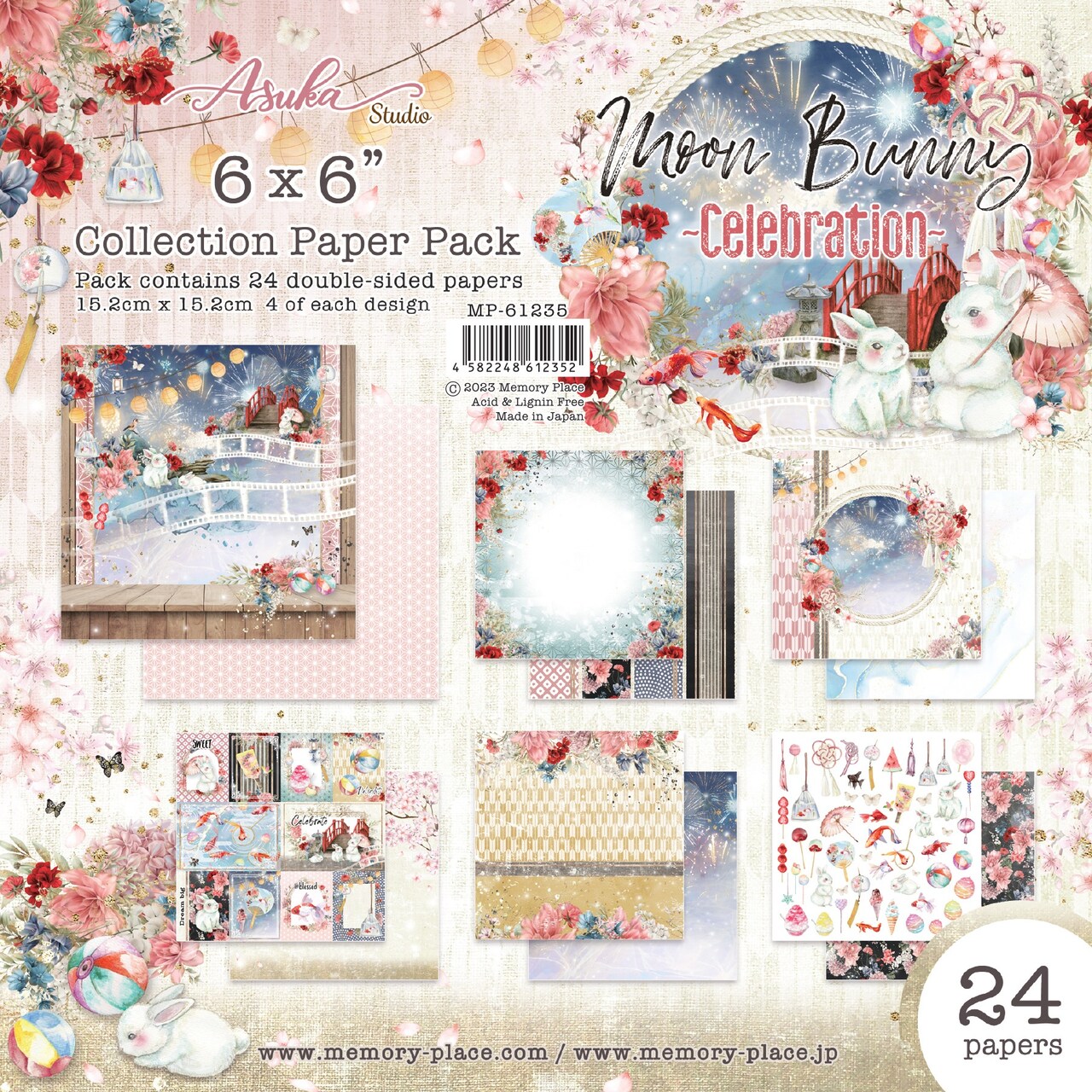Asuka Studio Double-Sided Paper Pack 6"X6" 24/Pkg-Moon Bunny Celebration